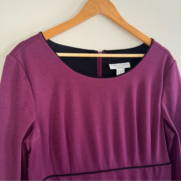 Peter Nygard Purple Black Trim 3/4 Sleeve Dress with Button Front Accent 14 - Picture 6 of 12